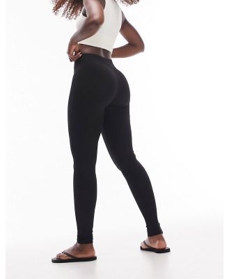 Topshop Hourglass full length heavyweight leggings with deep waistband in black