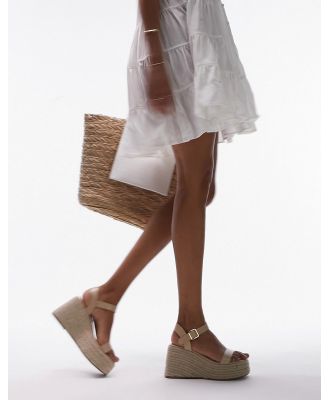 Topshop Isla two part wedge sandals in natural-White