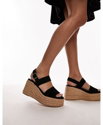 Topshop Jesse suede two part espadrille wedges in black