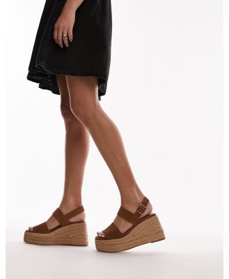 Topshop Jesse suede two part espadrille wedges in brown