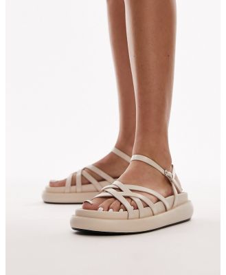 Topshop Junior strappy flatform sandals in off white-Neutral