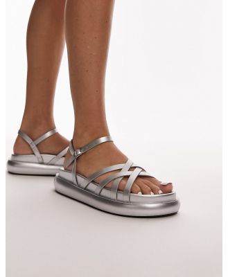 Topshop Junior strappy flatform sandals in silver