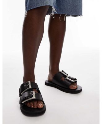 Topshop Kiara leather sandals with chunky buckles in black