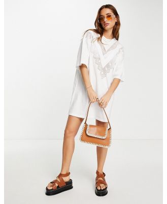 Topshop lace oversized tee in white