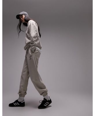 Topshop los angeles printed vintage spray wash oversized cuffed trackies in stone (part of a set)-Neutral