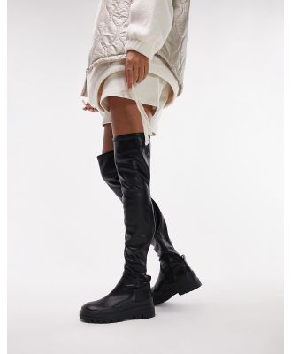 Topshop Martha over the knee stretch boots in black