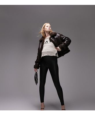 Topshop Maternity leather-look leggings in black