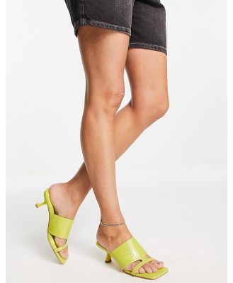 Topshop Nellie mid heel mules in lime-Green