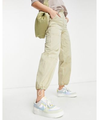 Topshop nylon cuffed high-waisted cargo pants in sage-Green