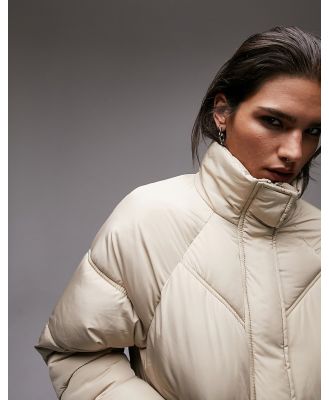 Topshop padded puffer jacket in cream-White