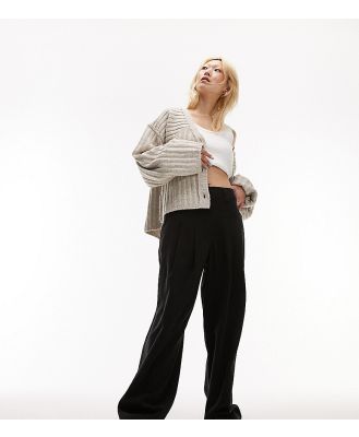 Topshop Petite tailored pants with side pocket detail in washed black
