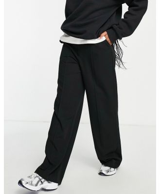 Topshop pinseam elastic back straight slouch tailored pants in black