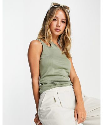 Topshop premium one shouldered double strap top in sage-Green