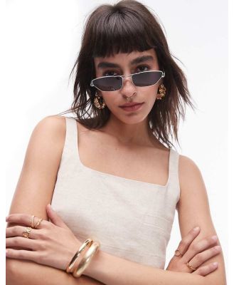 Topshop Rowan angled metal cat eye sunglasses in silver