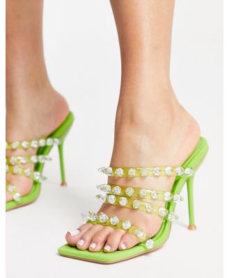 Topshop Roxanne studded mules in green