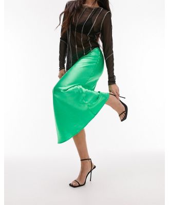 Topshop sain bias midi skirt in bright green