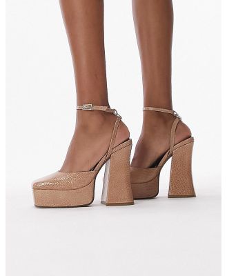 Topshop Sapphire premium leather two part platforms in neutral