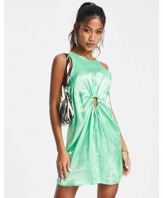 Topshop satin cut out ruched mini dress in apple-Green