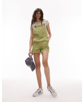 Topshop short denim dungarees in green