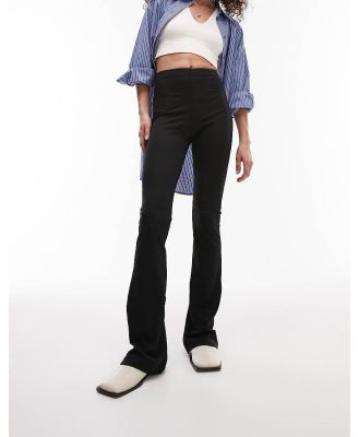 Topshop skinny rib flared pants in black