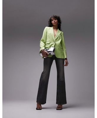 Topshop slim feminine jacket in lime (part of a set)-Green