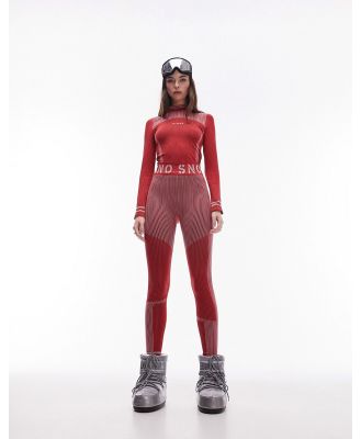 Topshop Sno ski seamless base layer ribbed leggings in red (part of a set)
