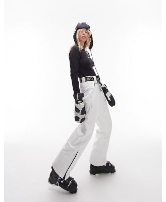 Topshop Sno straight leg ski pants in ecru-White