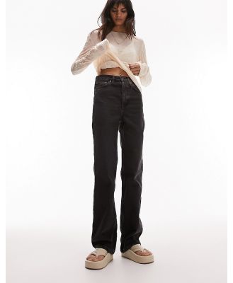 Topshop straight Kort jeans in washed black