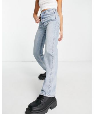 Topshop straight Kort jeans with rip in bleach-Blue