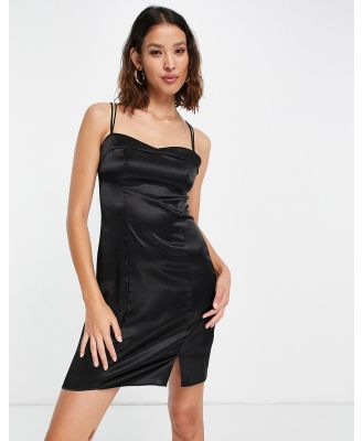 Topshop strappy satin mini dress in black