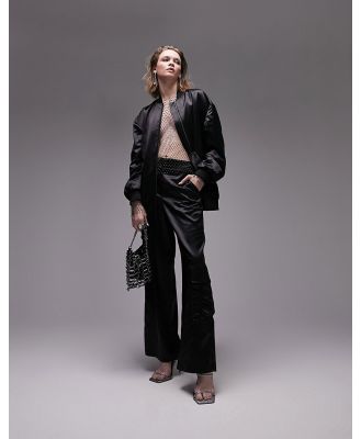 Topshop Tailored satin utility pants in black