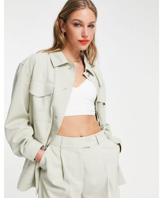 Topshop tailored shacket in stone-Neutral
