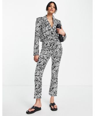 Topshop Tailored stretchy pants in zebra print (part of a set)-Multi