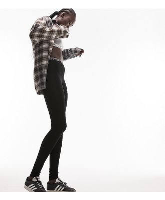 Topshop Tall branded elastic leggings in black