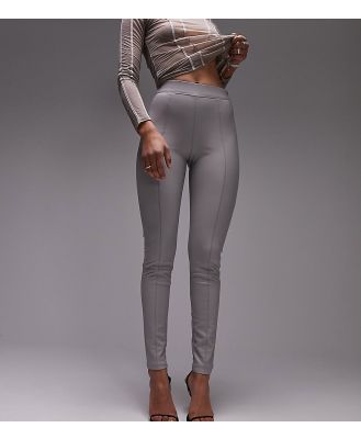 Topshop Tall faux leather skinny fit pants in grey