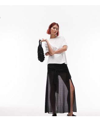 Topshop Tall knot midi skirt in black