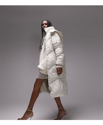 Topshop Tall longline puffer jacket in off white