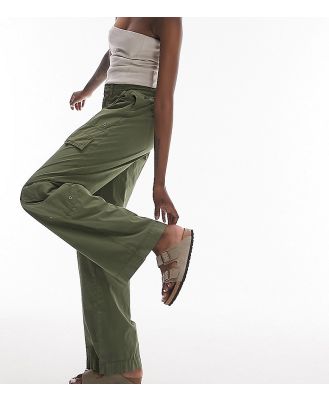 Topshop Tall low rise y2k cargo pants with eyelet details in khaki-Green