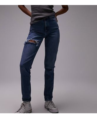 Topshop Tall mom jeans with brixton rip in mid blue