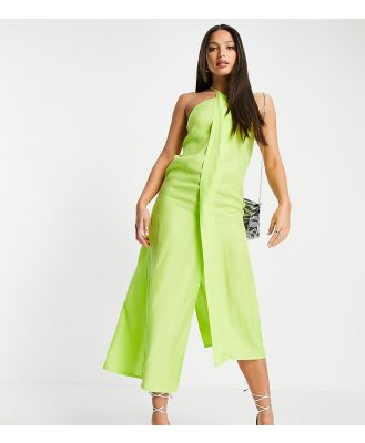 Topshop Tall strappy slip midi dress in chartreuse-Green