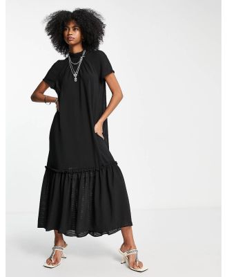 Topshop tie neck maxi dress with peplum hem in black