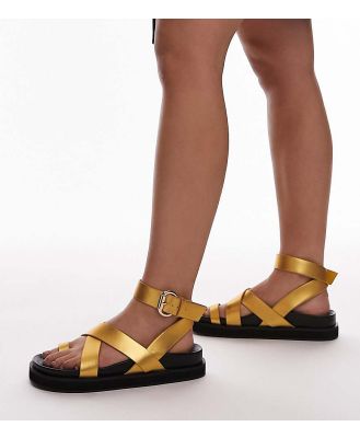 Topshop Wide Fit Jaydee strappy sandals with toe loop in gold