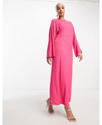 Trendyol batwing jersey ribbed maxi dress in hot pink