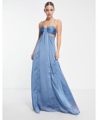 Trendyol cami maxi dress with cut out in blue satin