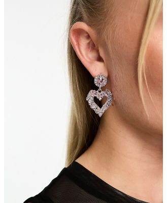 True Decadence embellished heart earrings in pink