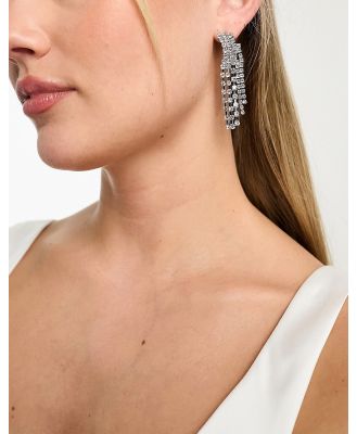 True Decadence embellished waterfall earrings in silver