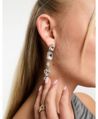 True Decadence heart bejewelled earrings in silver