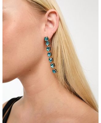 True Decadence jewelled statement earrings in turquoise-Blue