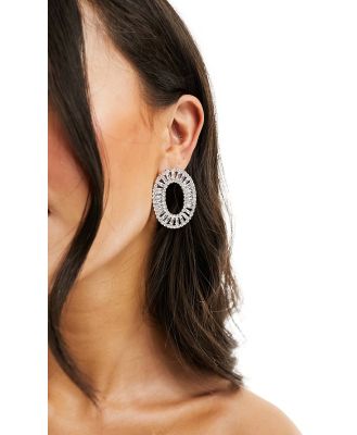 True Decadence statement embellished circle earrings in silver