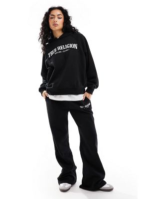 True Religion arch logo straight sweatpants in black (part of a set)